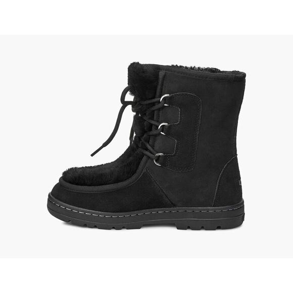 NEW w/box winter snow Short Sz 5 Women's UGG Mukluk Revival Boot Black Lace up - Picture 3 of 6